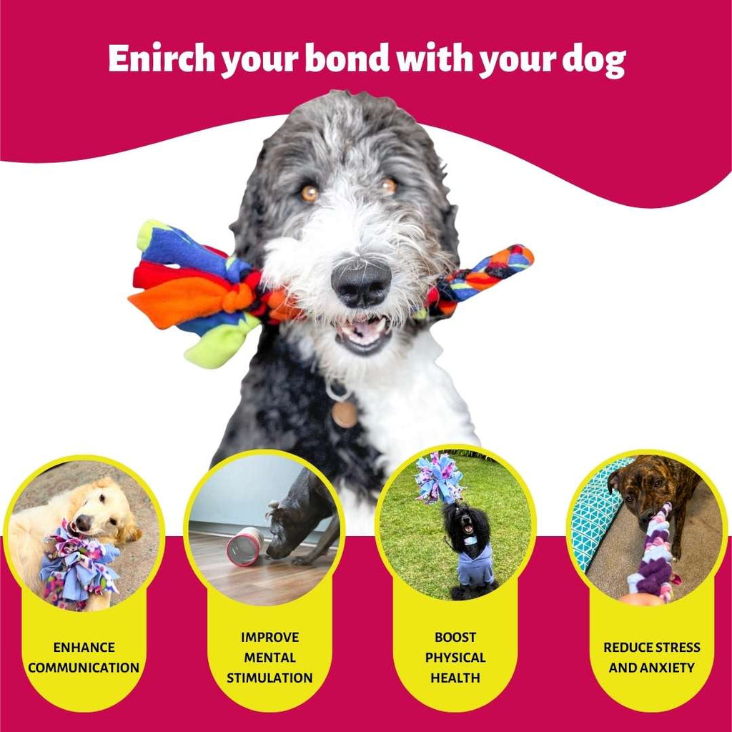 3-in-1 Dog Enrichment Tube: Tug Toy, Treat Puzzle & Snuffle Ball