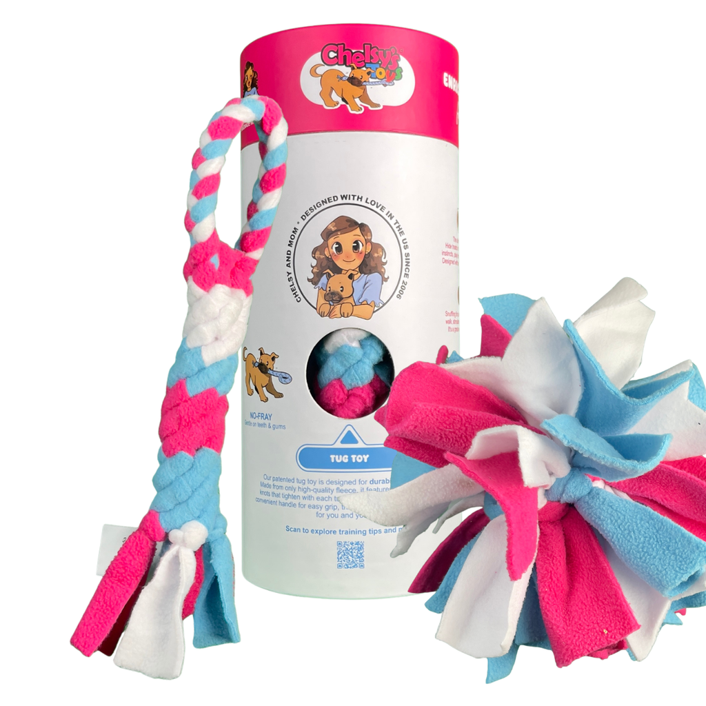 3-in-1 Dog Enrichment Tube: Tug Toy, Treat Puzzle & Snuffle Ball
